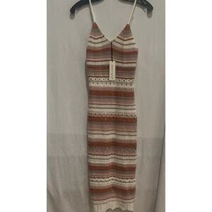 NWT FRESHMAN JUNIORS XS OMBRE STRIPED CROCHET DRESS SLEEVELESS WOMEN V NECK ADJ